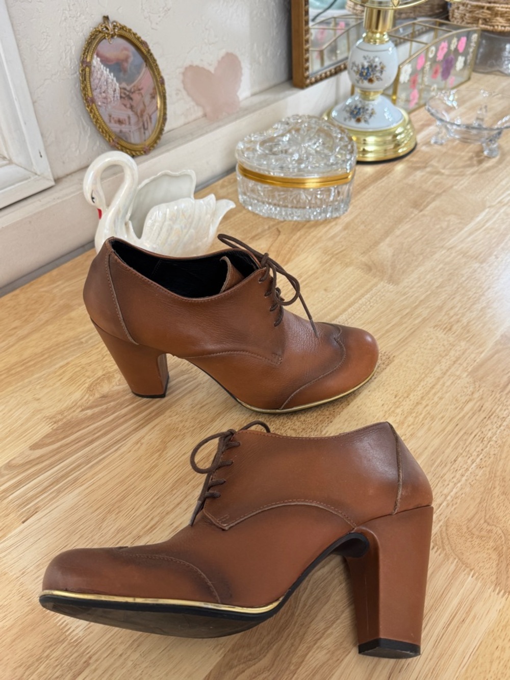Vintage Miz Mooz Barcelona Collection Brown Leather Oxford Pumps Size 40.5 - 9.5 - Picture 9 of 13